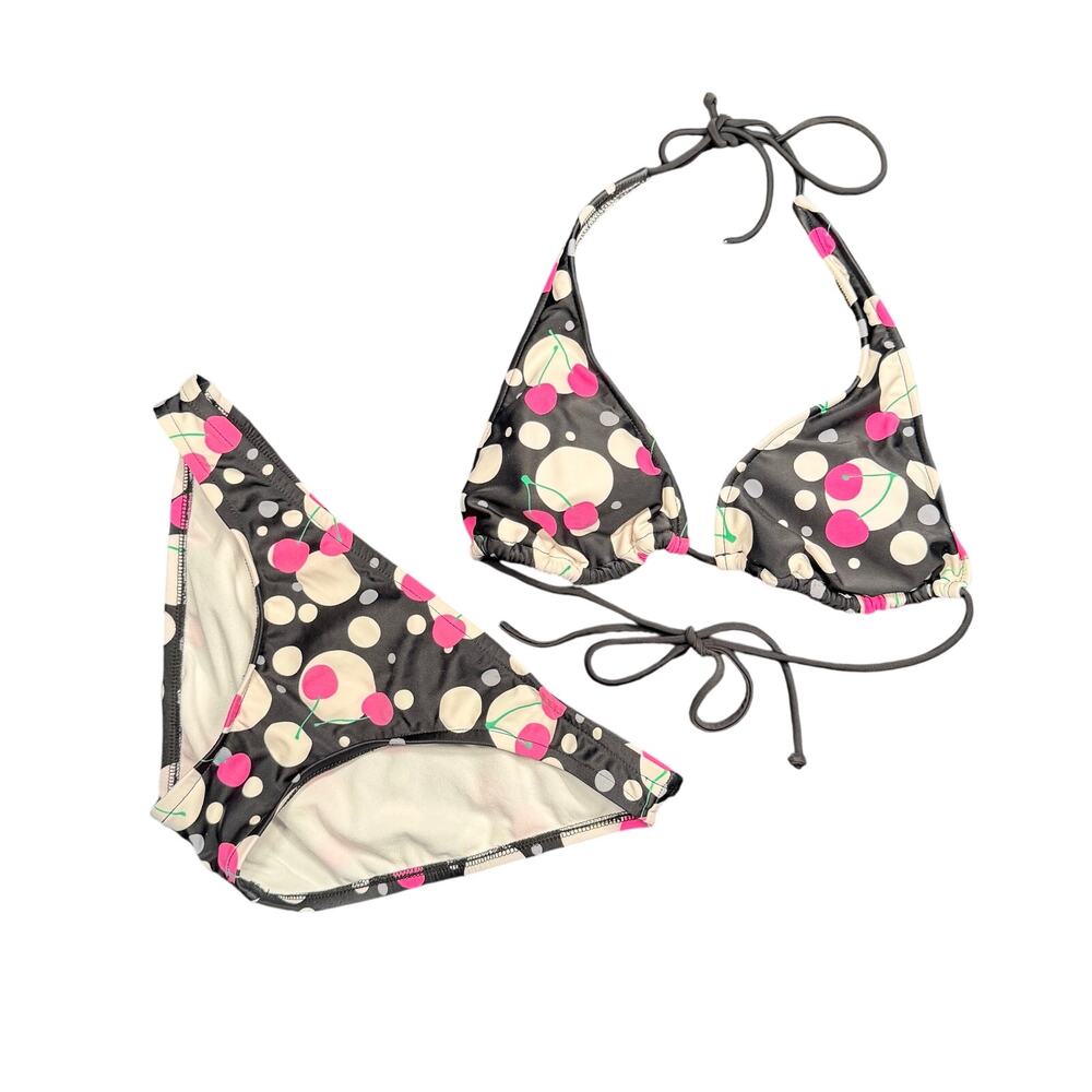 Vintage Surfside Y2K Cherry Polka Dot Bikini Set Medium Rockabilly Two Piece